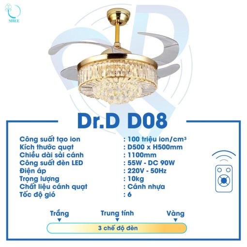 Quạt Ion Âm DR.D Model D08