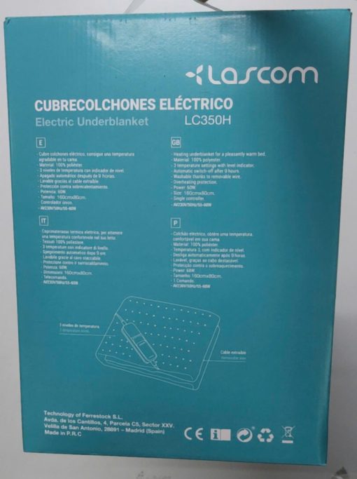 Đệm Điện Sưởi Ấm Lascom Tây Ban Nha LC350H 160x80cm